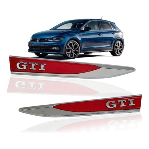 Par Emblema Friso Aplique Acessório Acabamento Lateral de Paralama P Vw Polo Gti 2017 201819 20 2021