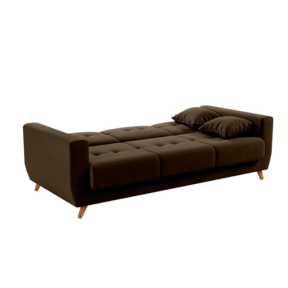 Sofá Cama Matrix Pamela Veludo Marrom Baú 208cm Conforto Moderno Otimiza Espaço — imagem 2 de 2