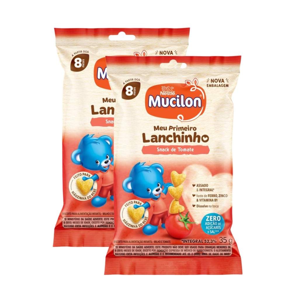 Kit 2 Biscoito Mucilon Snack Tomate 35g - Mom & Baby