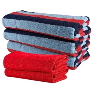 Jogo de Toalhas Kit 3 Toalhas de Banho + 2 Toalhas de Rosto - Azul E Vermelho em Oferta na Shopee