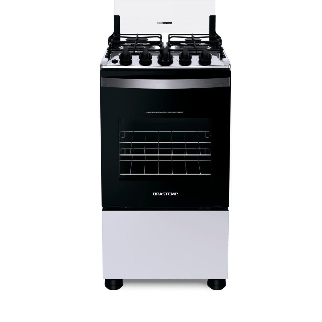 Fogão Brastemp 4 Bocas Branco com Duas Prateleiras com Alturas Ajustáveis BFO4NBB - Bivolt