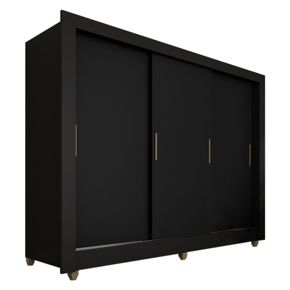Guarda Roupa Casal 3 Portas 1 Gav Betina Preto Fosco- Moveis Arapongas em Oferta na Shopee