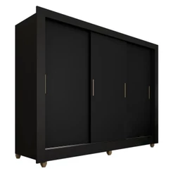 Guarda Roupa Casal 3 Portas 1 Gav Betina Preto Fosco- Moveis Arapongas