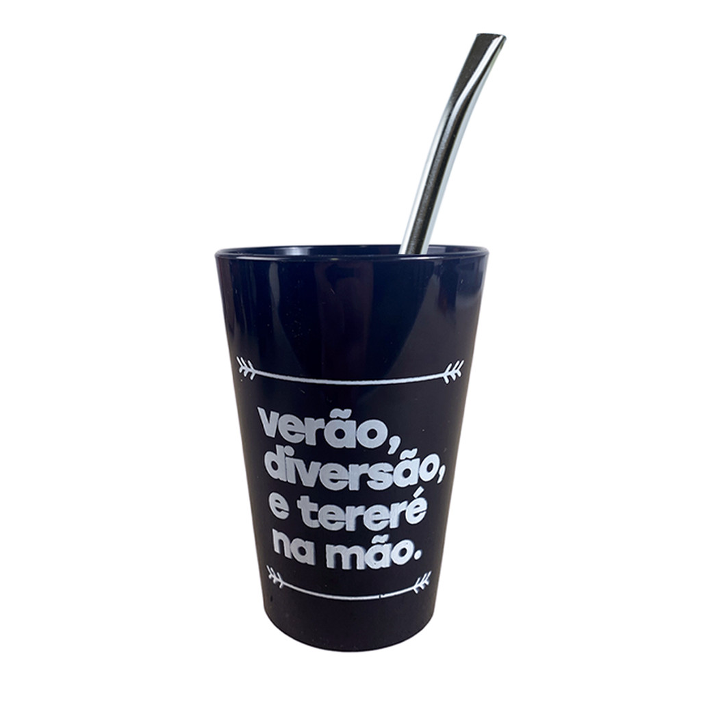 Kit Terere Copo 350ml de Plastico Nosso Terere + Bomba Classica Cromada