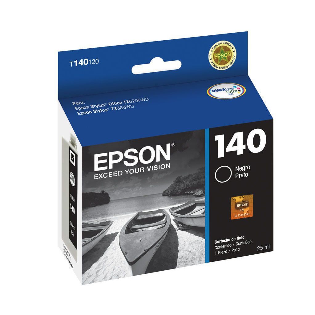 Cartucho Epson 140 Original T140120 Black |  TX560WD | TX620FWD | WF-3012 | T42WD Sem Caixa