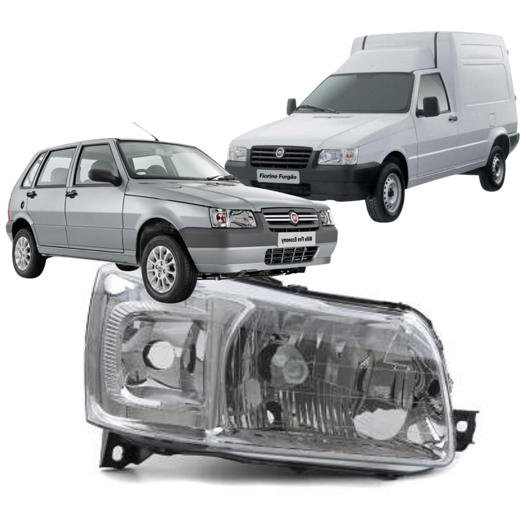 Farol Direito Arteb Fiat Uno Mille Smart Fiorino 2005 a 2012 Original Vidro Cromado em Oferta na Shopee