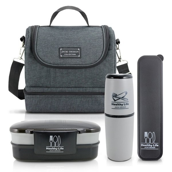 Kit Bolsa Térmica 2 Andares, Marmita, Porta Talheres E Porta Escova - Jacki Design em Oferta na Shopee