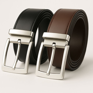 Kit 2 Cintos Masculinos 2 em 1 Dupla Face Preto e Marrom Social Casual Ajustável Premium 120 CM