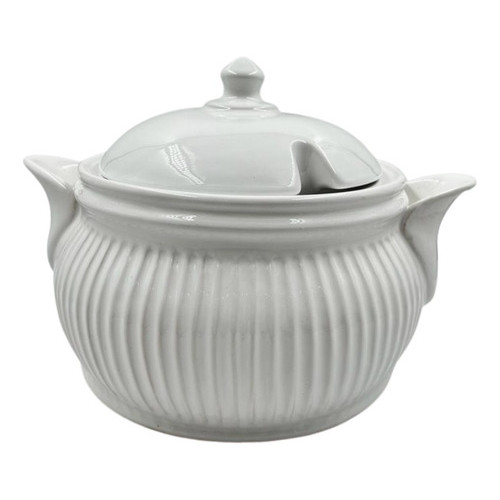 Sopeira Cerâmica Modelo Imperial 4 Litros Compoteira Mesa Posta Cor Branco