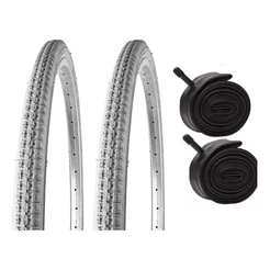 Par Pneus Cadeira De Rodas Aro 24x1.3/8 + Camaras Pirelli Cor cinza