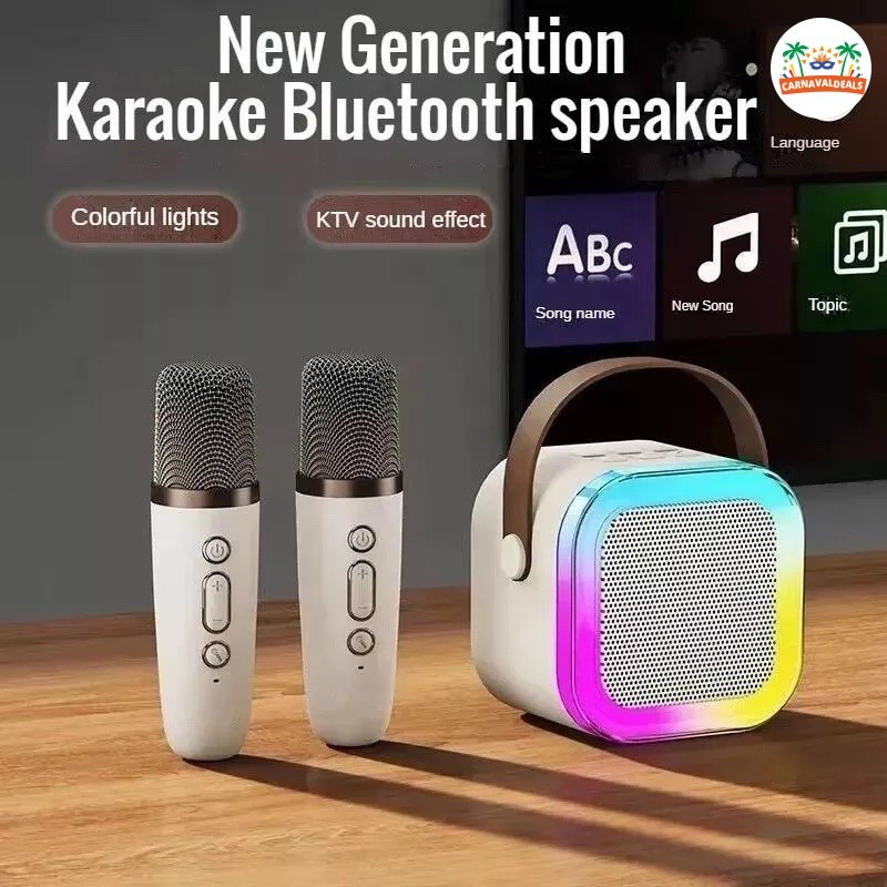 Conjunto de áudio sem fio K 12, com microfone de karaokê, Mini alto-falante Bluetooth portátil de karaokê, com 1 microfo
