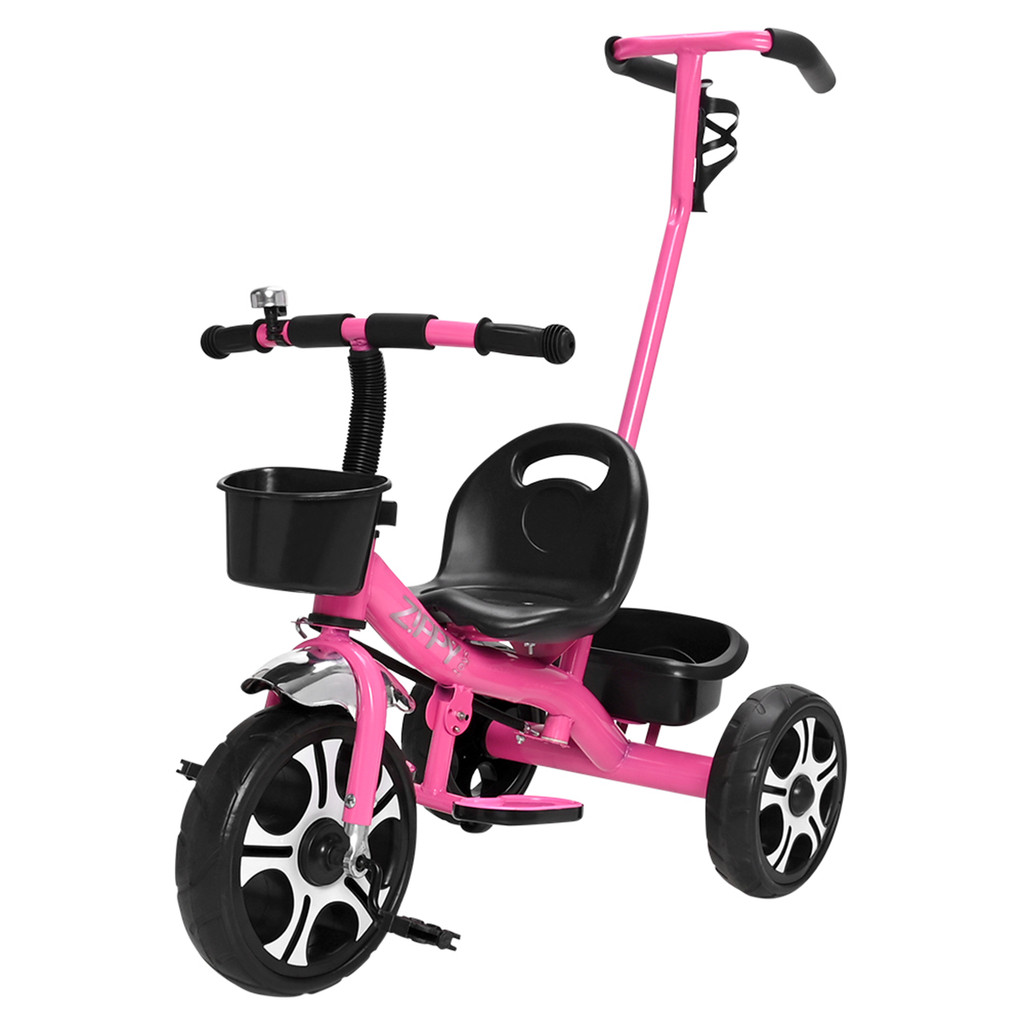 Triciclo Infantil 2 Cestas Rosa Zippy Toys TA21M1 Pedal Removível Buzina Apoiador Ajustável Até 25 kg em Oferta na Shopee