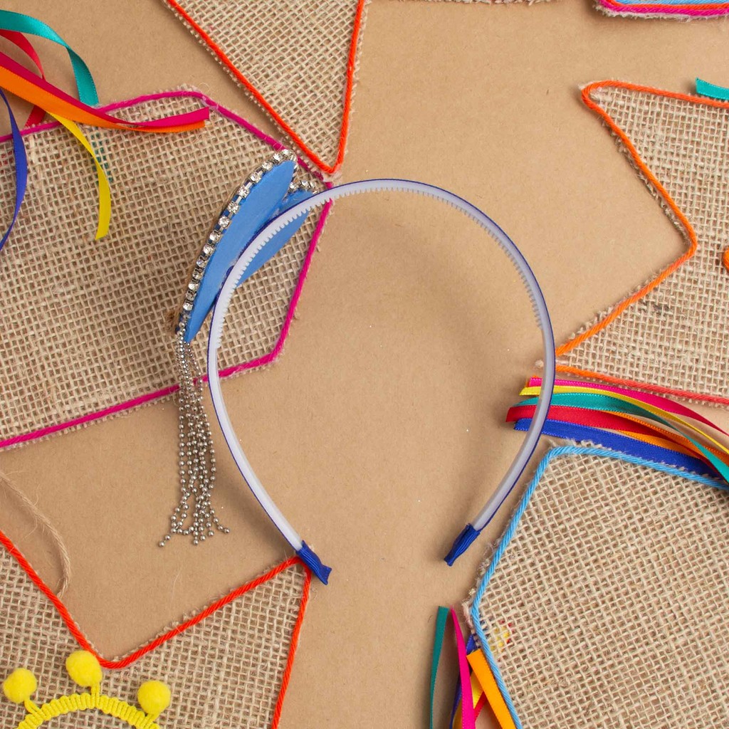 Tiara Com Coração Estampado Azul -