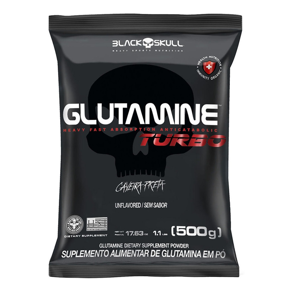 Glutamine Turbo Refil 500g Sem Sabor Blackskull em Oferta na Shopee