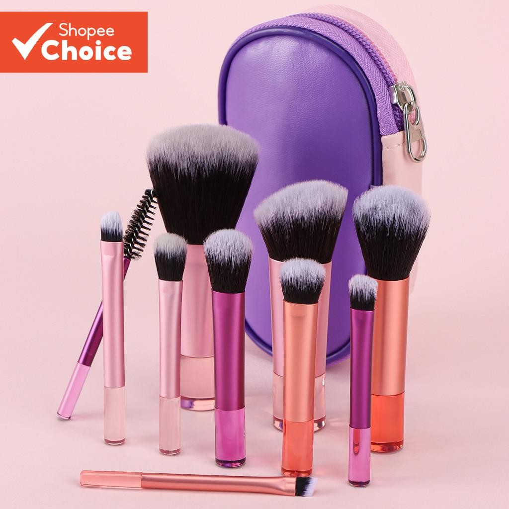 Novo 10 Mini Conjunto De Pincéis De Maquiagem Com Bolsa De Pincel , Completo De Sombra De ...