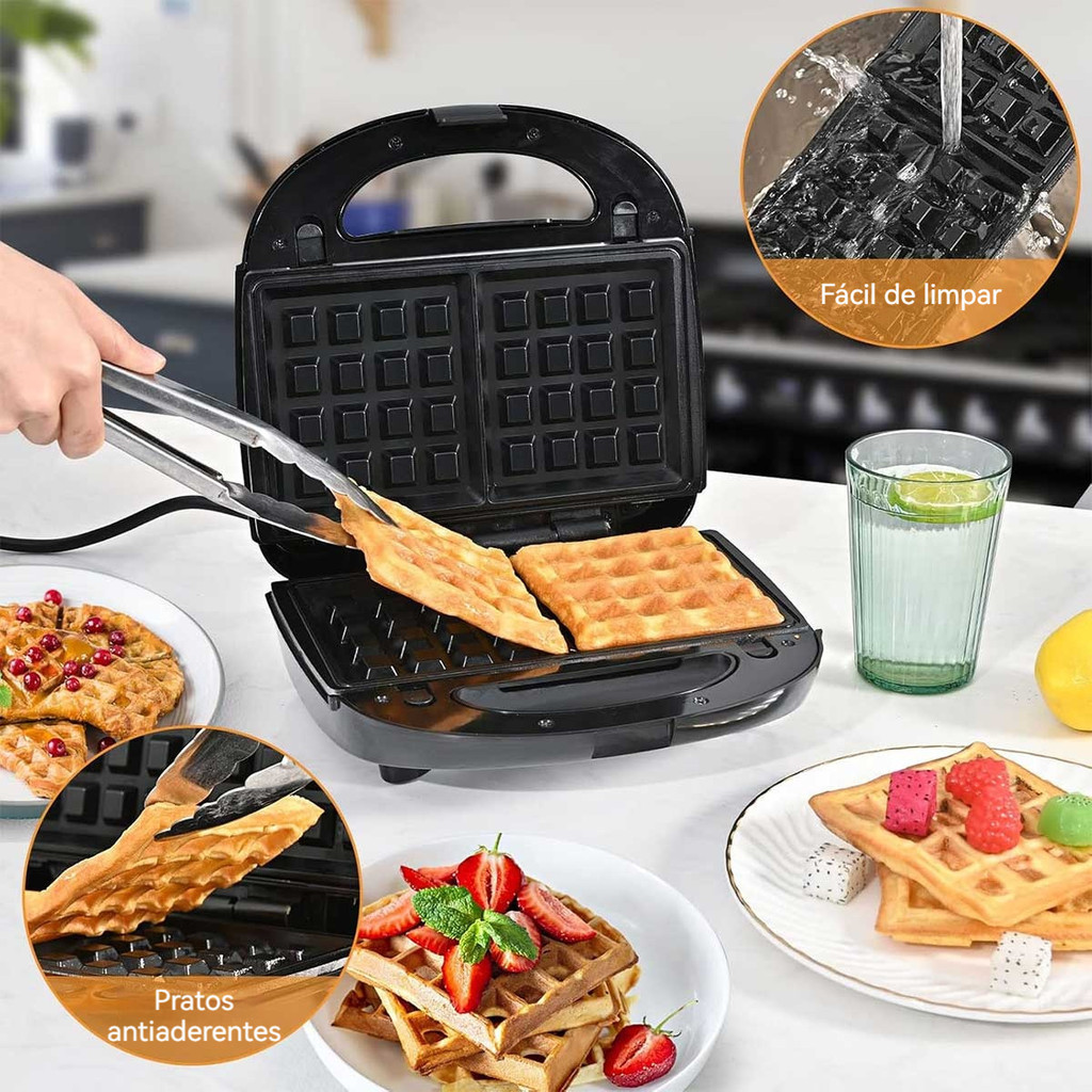 Sanduicheira Eletrica 220v/máquina Waffle 3 Em 1 Casa