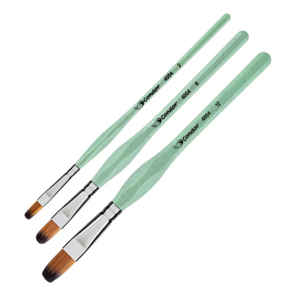 Kit Pincel Lingua De Gato Condor 3 Pincéis Tamanho 2, 6 E 12