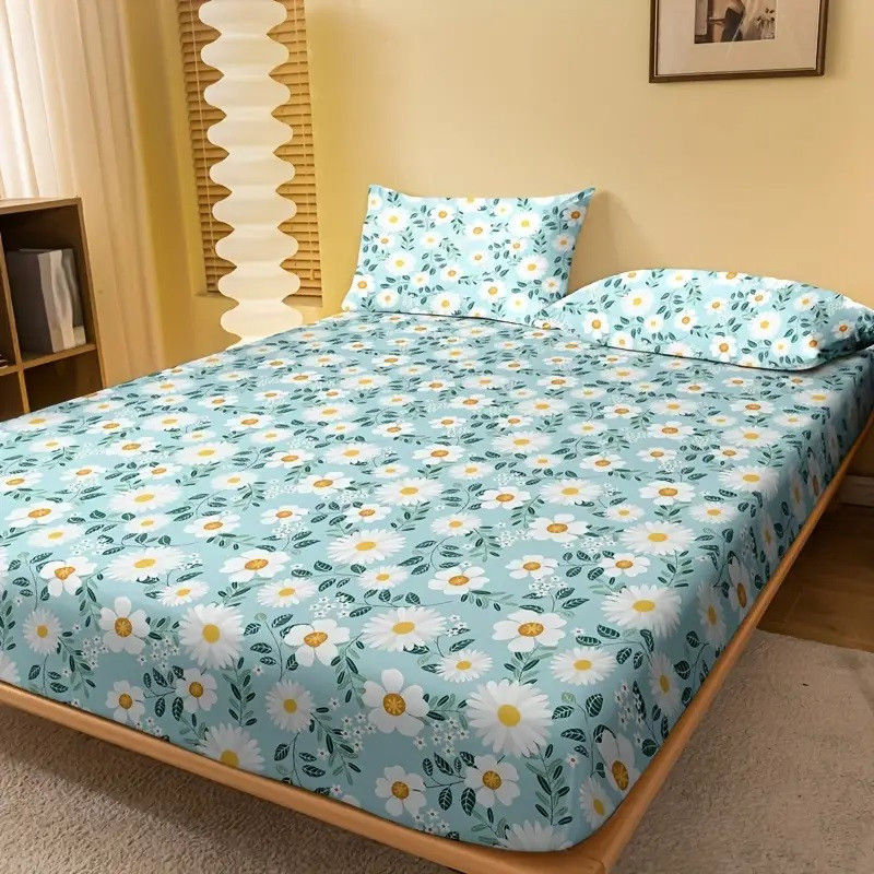 Jogo de Cama Lençol 400 Fios Micropercal 3 Peças Tecido Acetinado Estampas Sortidas