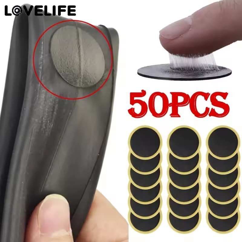 Remendos De Reparo De Pneus De Bicicleta Sem Cola 2.9 Cm De Diâmetro-Borracha Pré-Colada De 0.5 Mm De Espessura , Kit De