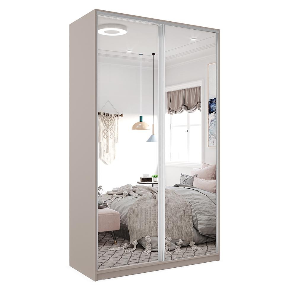 Guarda-Roupa Solteiro com Espelho Zermatt 100% MDF  2 PT 3 GV Bege