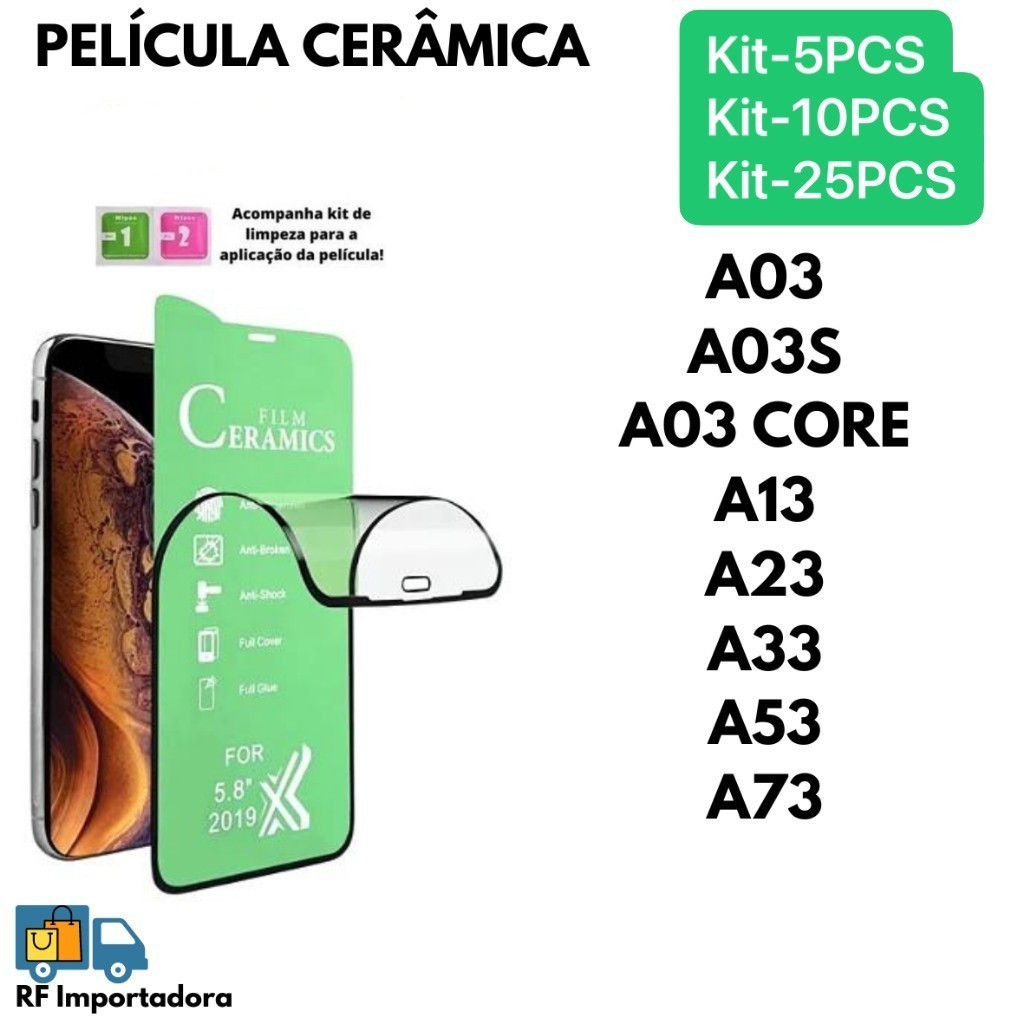 Kit com 5Pcs/10Pcs/25Pcs Película De Cerâmica Flexível 3D/9D Para Samsung A03 A03S A03 CORE A13 A23 A33 A53 A73