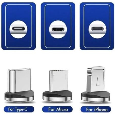 Cabo Carregador Magnético 3 Em 1 Usb Tipo C Micro Lightning