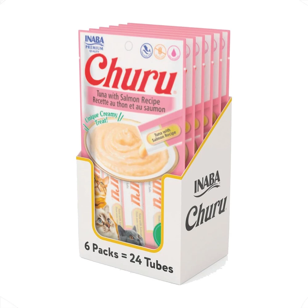 Petisco Gatos Churu Sabor Atum Salmão 24 Sachês - 336g