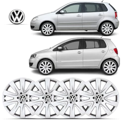 Kit 4 Calota Aro 15 Fox SpaceFox Polo 2010 2011 Com Emblema