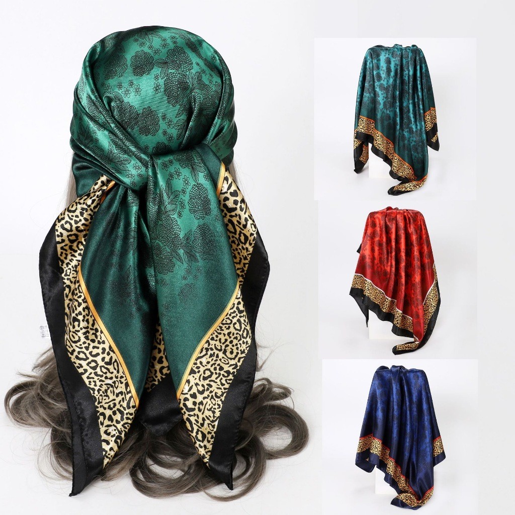 Lenço Bandana Cabeça De Cetim Barato Primavera Tendência Das Blogueiras Tam Grande 90cmx90cm (S002)