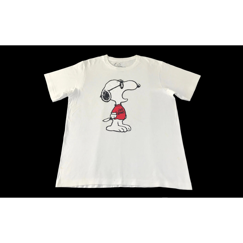 [Camiseta Premium Algodão Puro]LA Plus Vintage Style Kaws X Peanuts Joe Snoopy Big Printed Crewneck Tee T-shirt Unisex