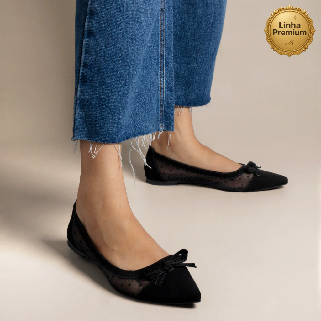 Sapatilha Feminina Com Detalhe em Laço Super Confortável Linha Premium em Oferta na Shopee