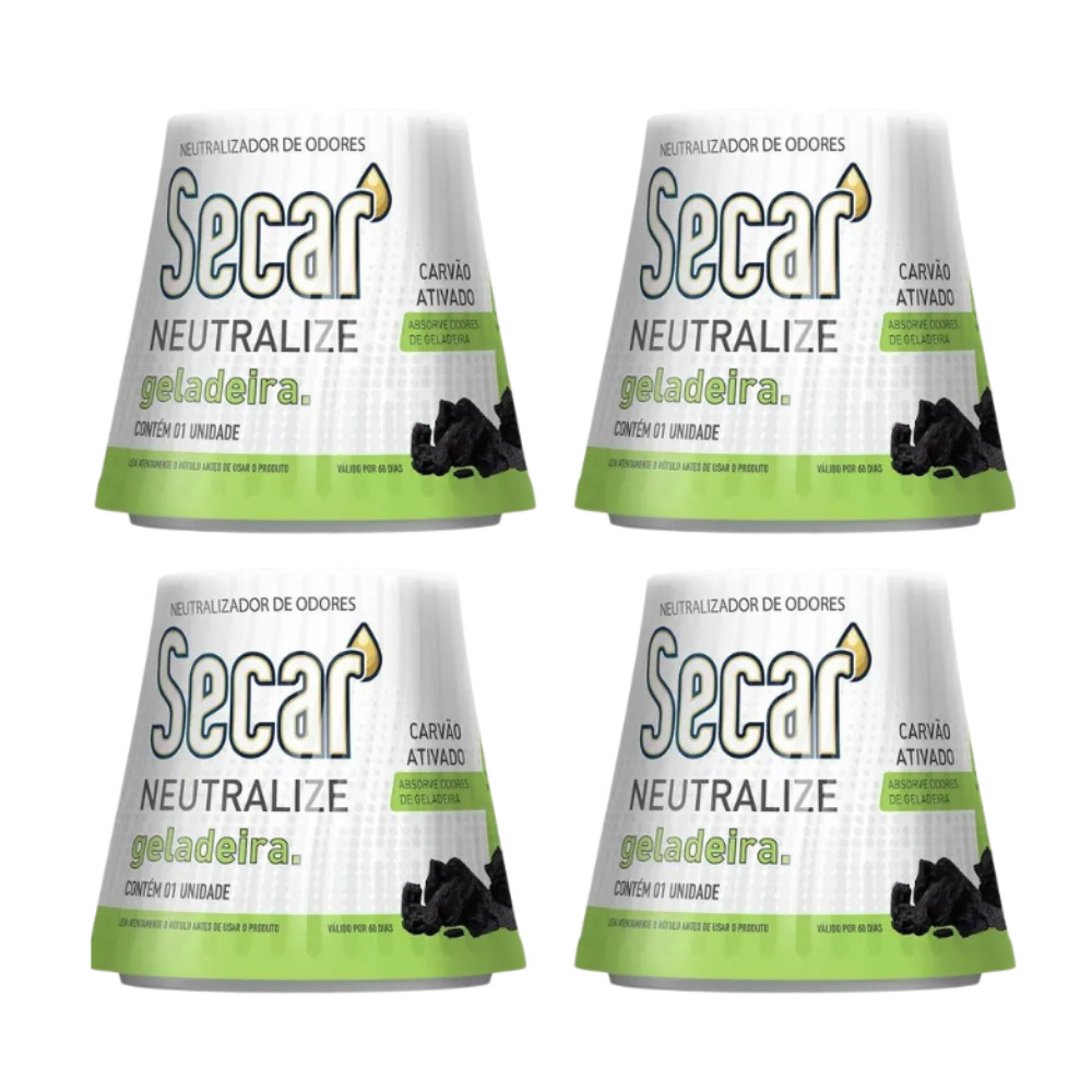 4 Neutralizador Odor Geladeira Secar 60 Dias Carbono Carvão Ativado Sem Perfume Elimina Mau Cheiro