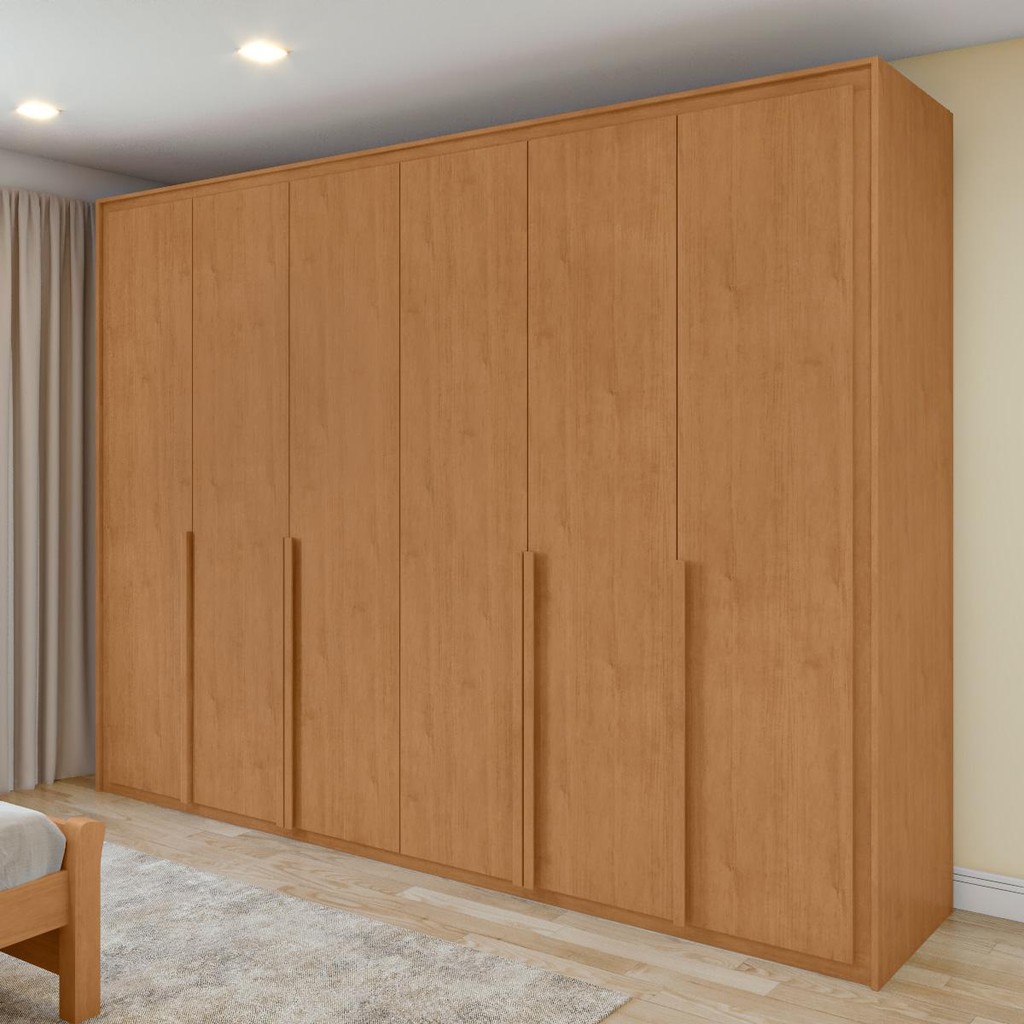 Guarda Roupa Casal 100% MDF 6 Portas Easy Space Amendoa Clean -Lopas em Oferta na Shopee