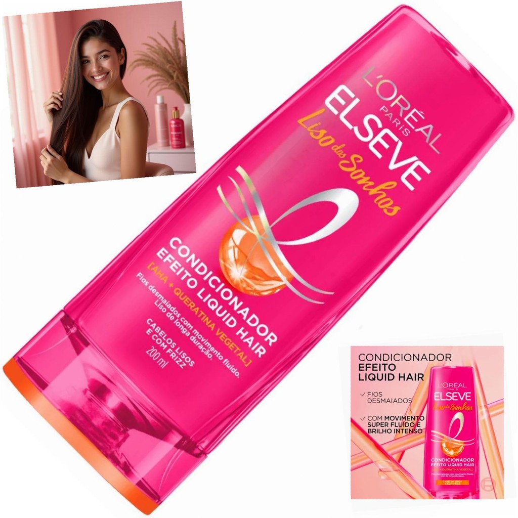 Condicionador Elseve Liso dos Sonhos 200ml Controle de Frizz AHA Queratina Vegetal Liso e Sedoso em Oferta na Shopee