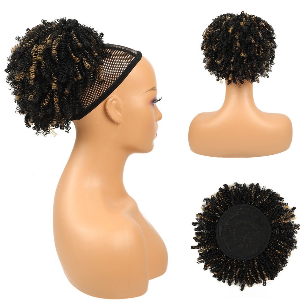 Aplique Afro Puff Cacheado Cabelo Crespo Sintético Tipo 4C Fashion line
