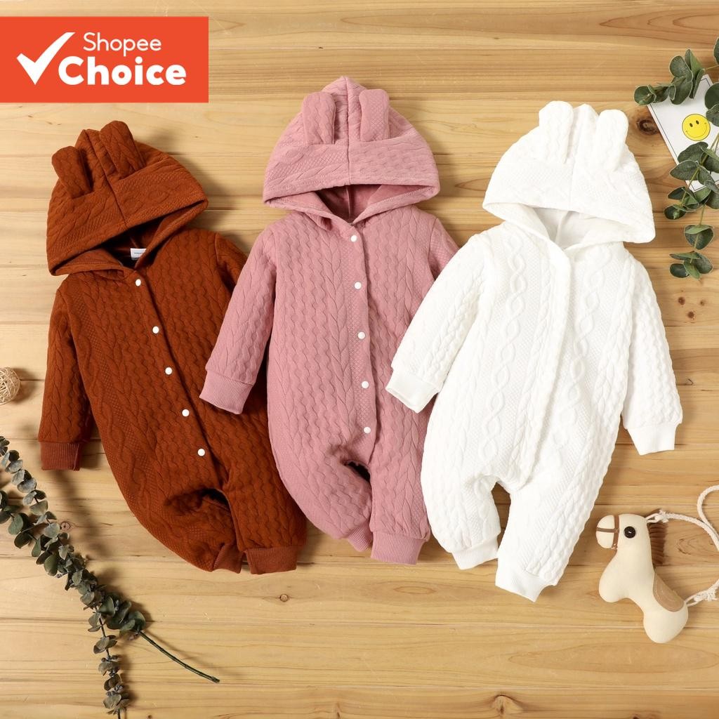 Cardigan Aconchegante Com Capuz Para Recém-Nascidos De 0 A 18 Meses , Macacão Sólido De Ma...