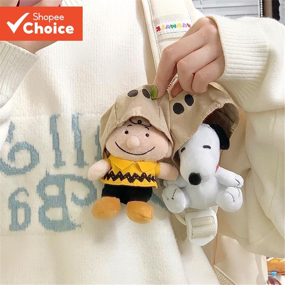 Chaveiro de Boneca de Pelúcia Fofa Snoopy Charlie Brown com Capuz e Acessórios para Chaves em Oferta na Shopee