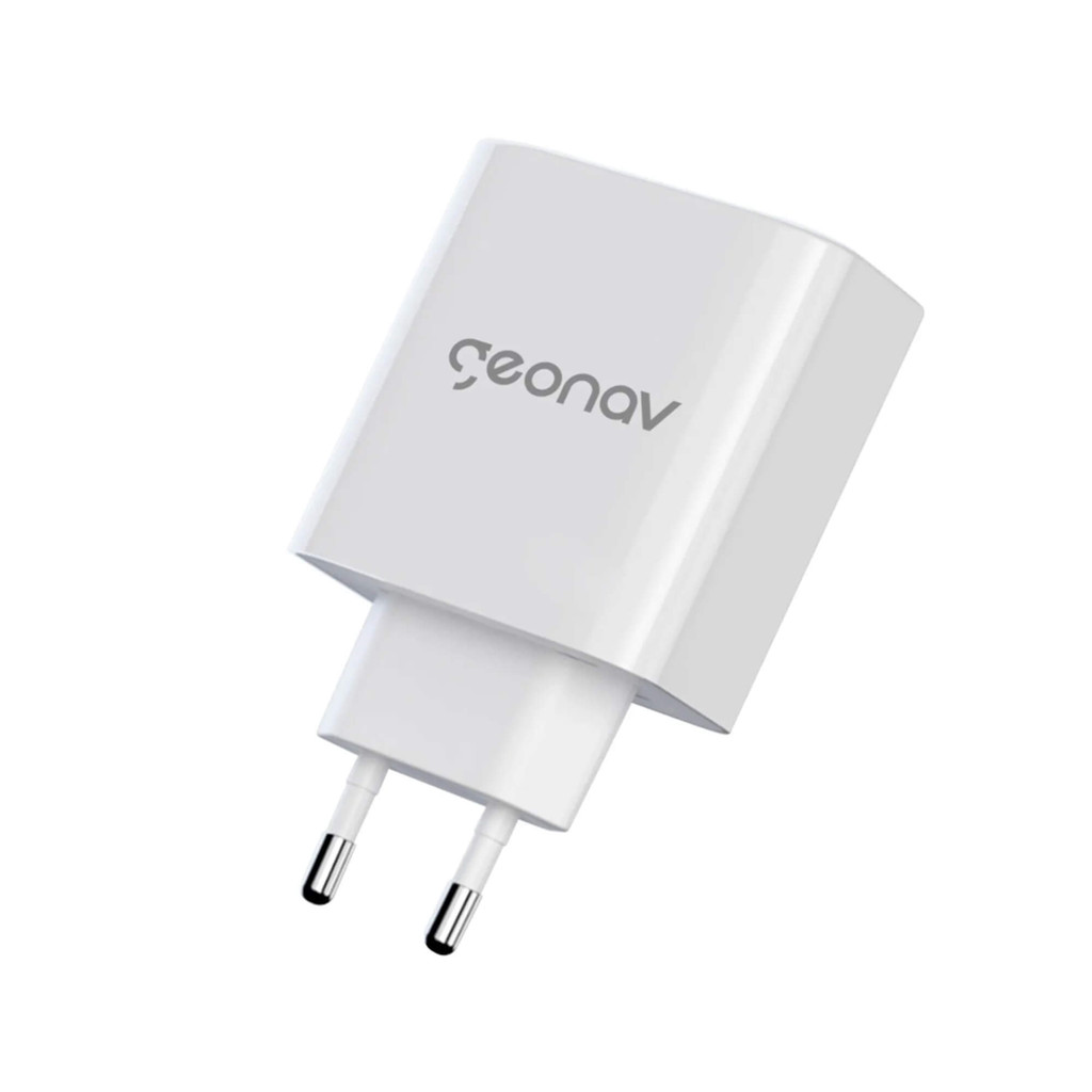 Carregador de Tomada Turbo 48W Super Power Duo Branco Entrada USB- A e Tipo C - Geonav  CH48PDQCWT