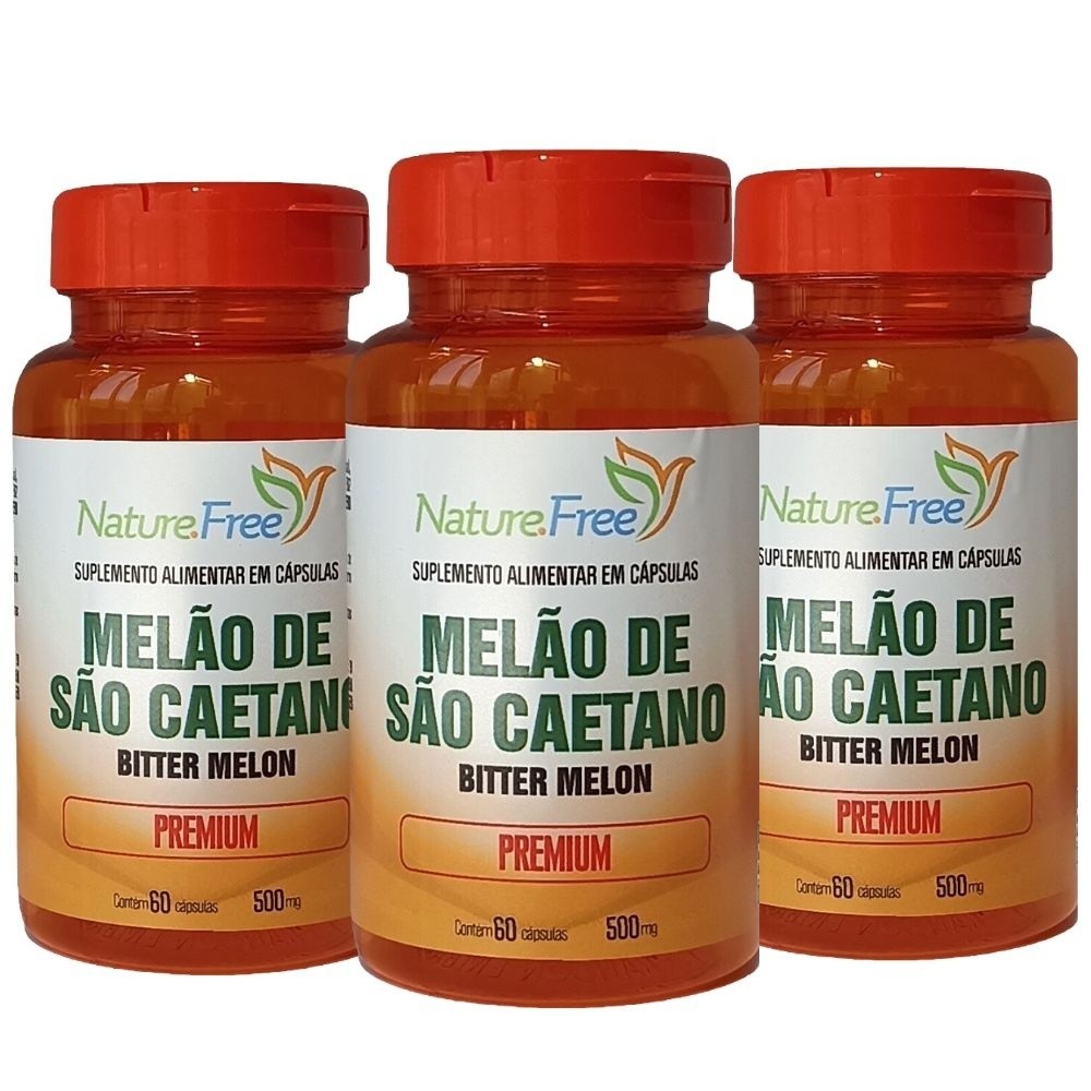 Kit 3 Melão De São Caetano 60 Cápsulas 500mg - Auxílio na regulação dos níveis de açúcar no sangue