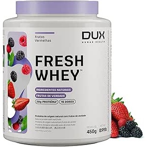 Fresh Whey Frutas Vermelhas 450g Dux Proteína Isolada Suplemento Fitness BCAA Aminoácidos