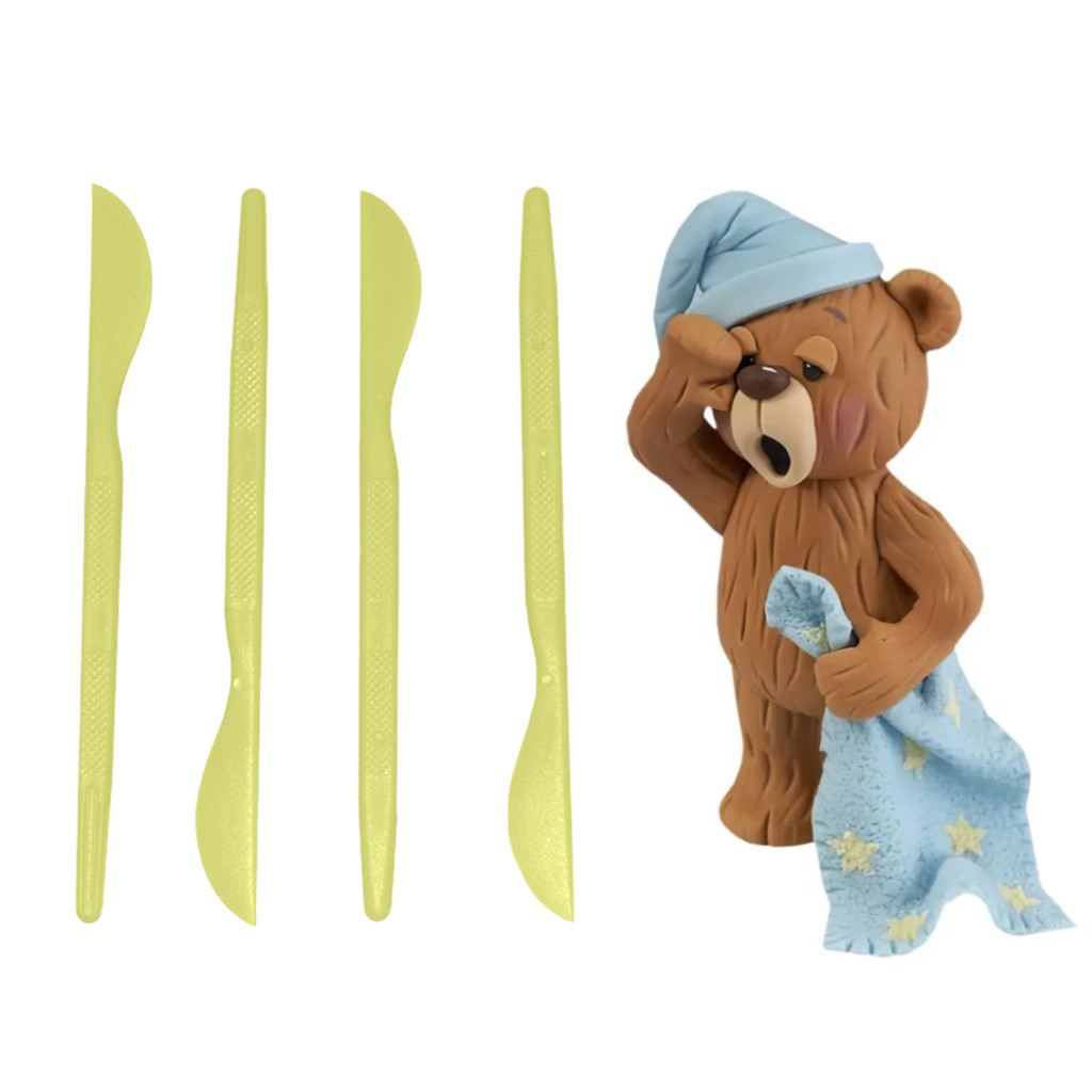 Jogo de Estecas Facas c/4 pcs BlueStar Artesanato Confeitaria para Modelar Biscuit Pasta Americana