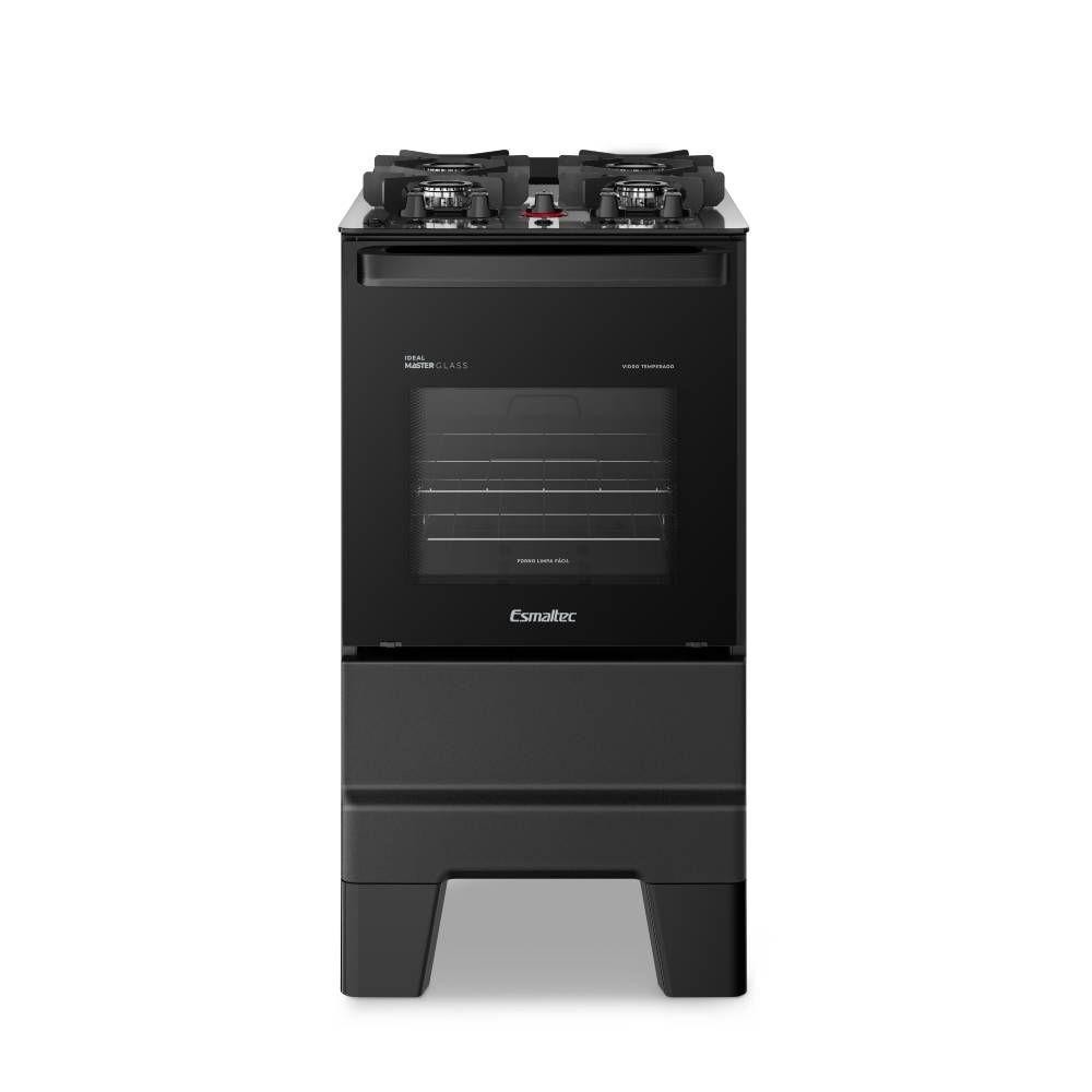 Fogão Esmaltec Ideal Master Glass 4 Bocas Preto Bivolt em Oferta na Shopee