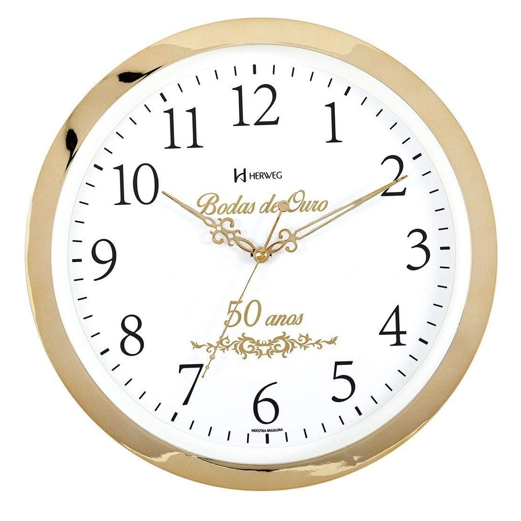 Relógio Parede Herweg 6839-029 Dourado Bodas Ouro 34,6cm