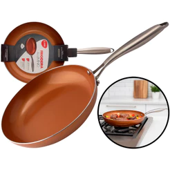 Frigideira Cobre Alumínio 26cm Revestimento Antiaderente Sem Óleo Cabo Inox 2 Litros Clink