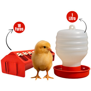 Kit Comedouro Calha Plástico DURÁVEL 30cm e Bebedouro 1L- Codornas Pássaros Pintinhos Granja Galinha em Oferta na Shopee