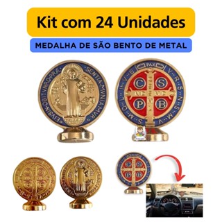 Medalha De São Bento Dupla Face Para Carro Mesa Escritorio Metal Kit com 24 Unidades em Oferta na Shopee