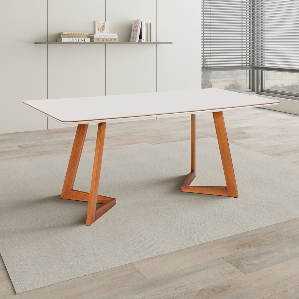 Mesa Sala de Jantar 6 Lugares Retangular Madeira Maciça Espanha Espresso Móveis