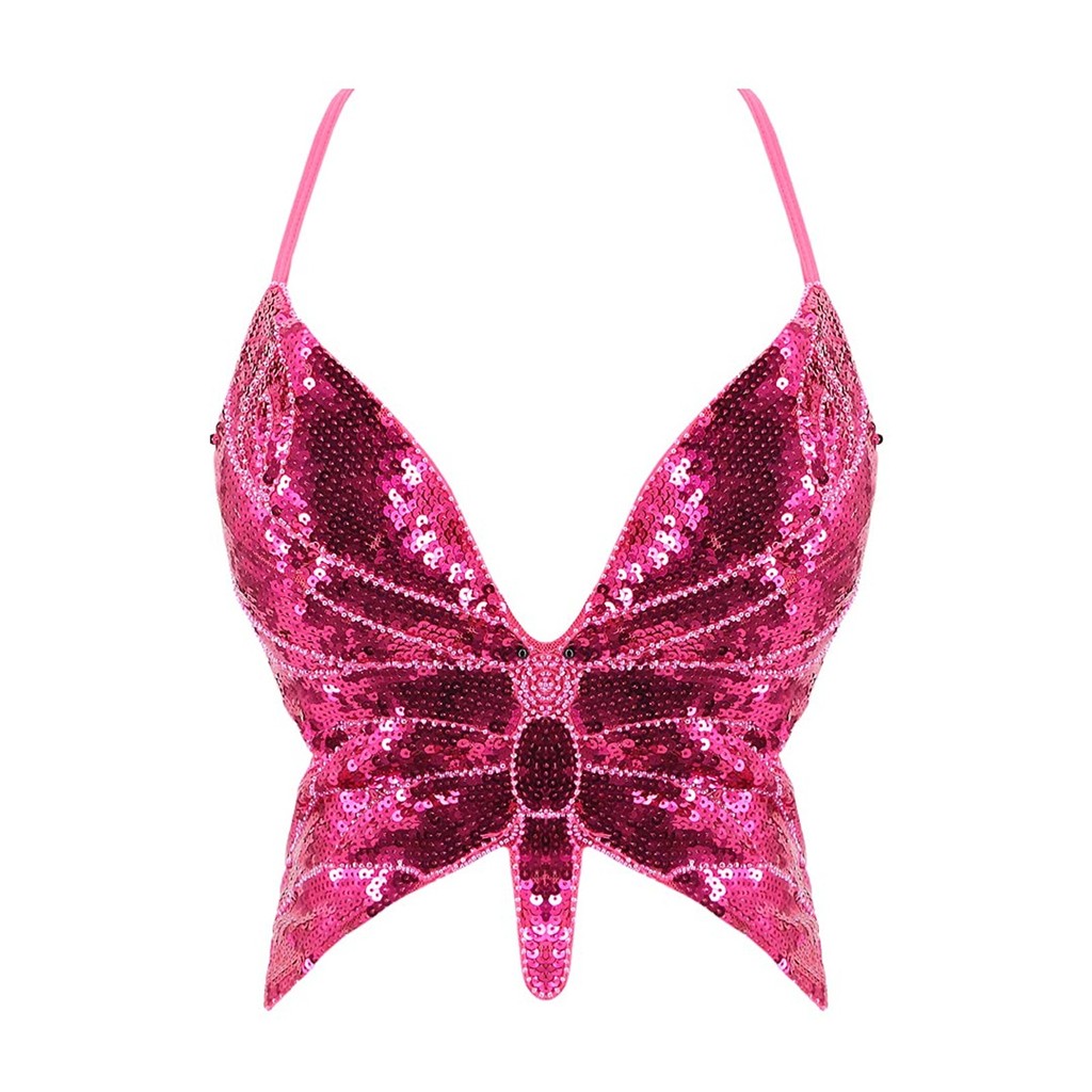 Top Lantejoula Paetê Borboleta Brilhante Carnaval Fantasia em Oferta na Shopee