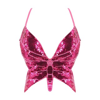 Top Lantejoula Paetê Borboleta Brilhante Carnaval Fantasia em Oferta na Shopee