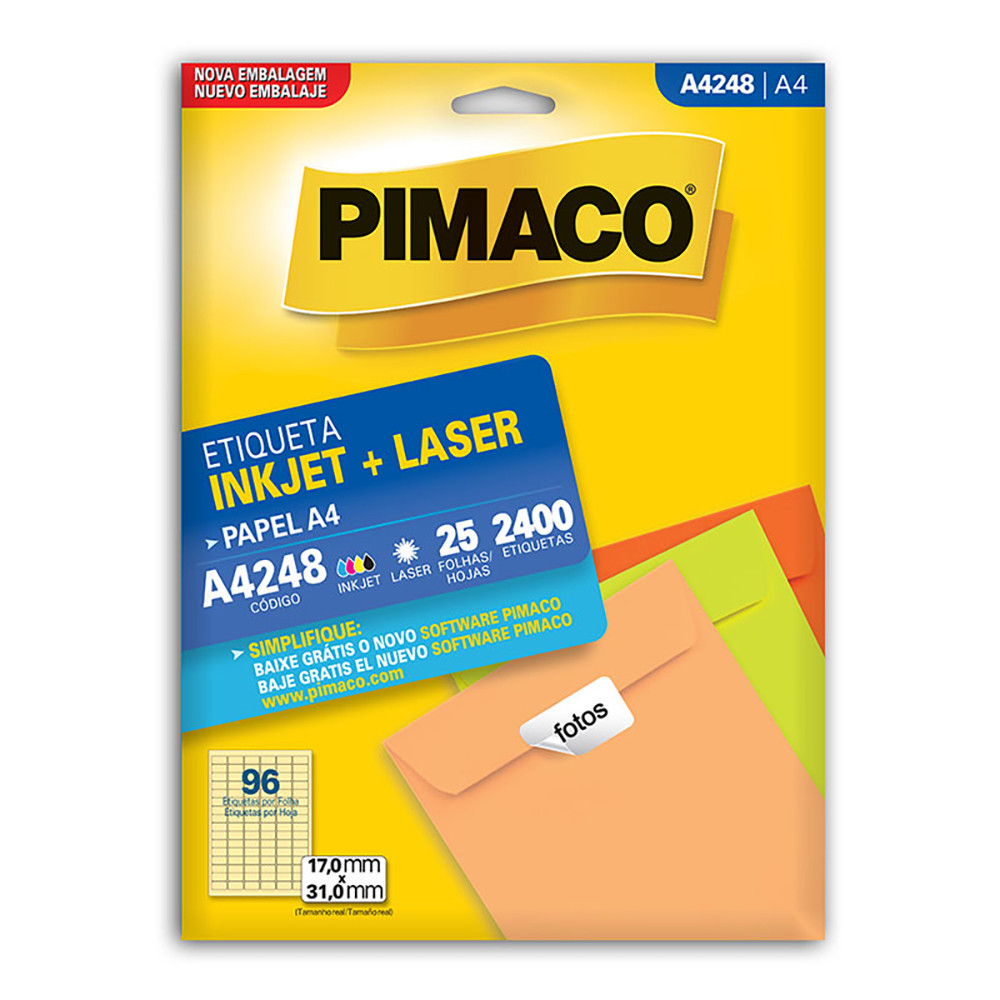 Etiqueta inkjet/laser A4248 com 25 folhas Pimaco em Oferta na Shopee